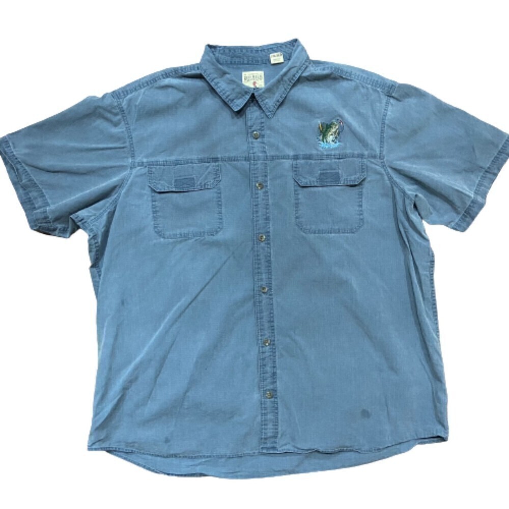 Red Head Vintage Blue Bass Fishing Utility Performance Shirt Men's Size 3XL